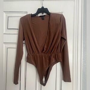 Forever 21 Brown B Neck Bodysuit